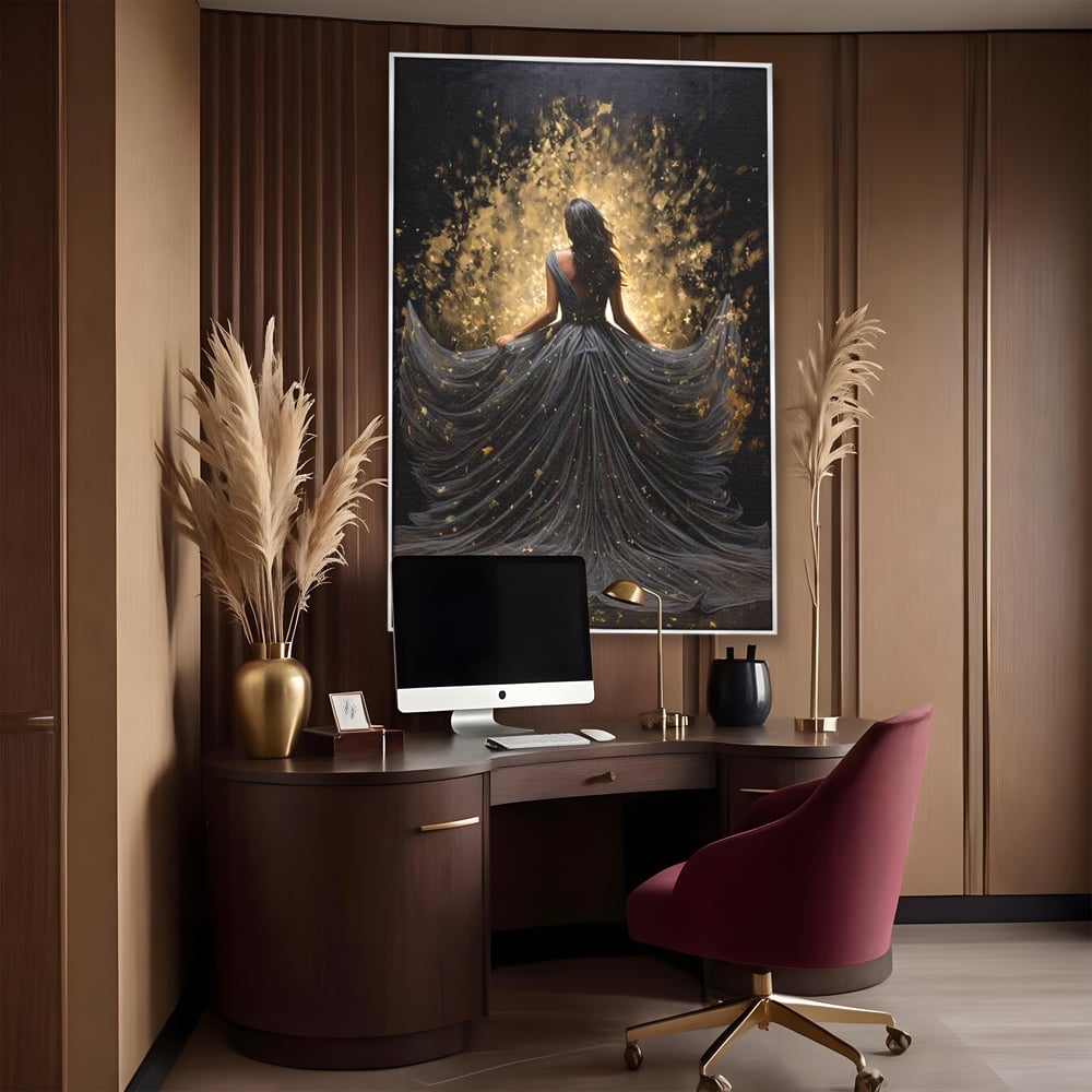 Tablou Canvas Premium LuxCanva® G1027, Magia din Intuneric , Stralucire, Magie, Rochie, Basm, Feminitate, Mister, Silueta, Living, Dormitor