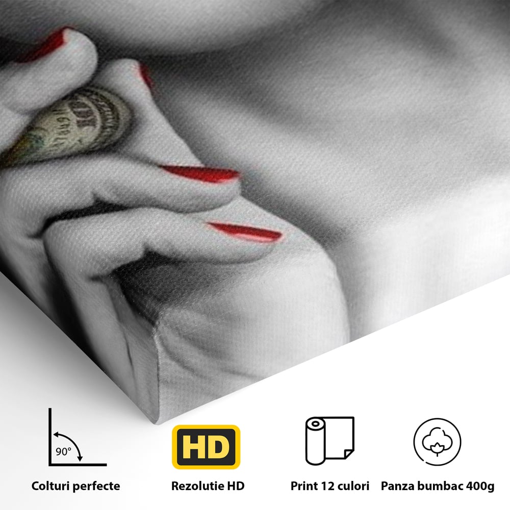 Tablou Canvas Premium LuxCanva® G1028, Bani, Fum si Dorinta ,  Bani, Extravagant, Fum, Buze, Tigara, Interzis, Seductie, Rosii, Living, Dormitor