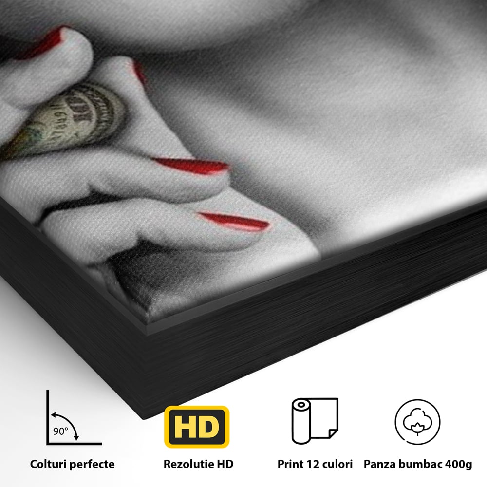 Tablou Canvas Premium LuxCanva® G1028, Bani, Fum si Dorinta ,  Bani, Extravagant, Fum, Buze, Tigara, Interzis, Seductie, Rosii, Living, Dormitor