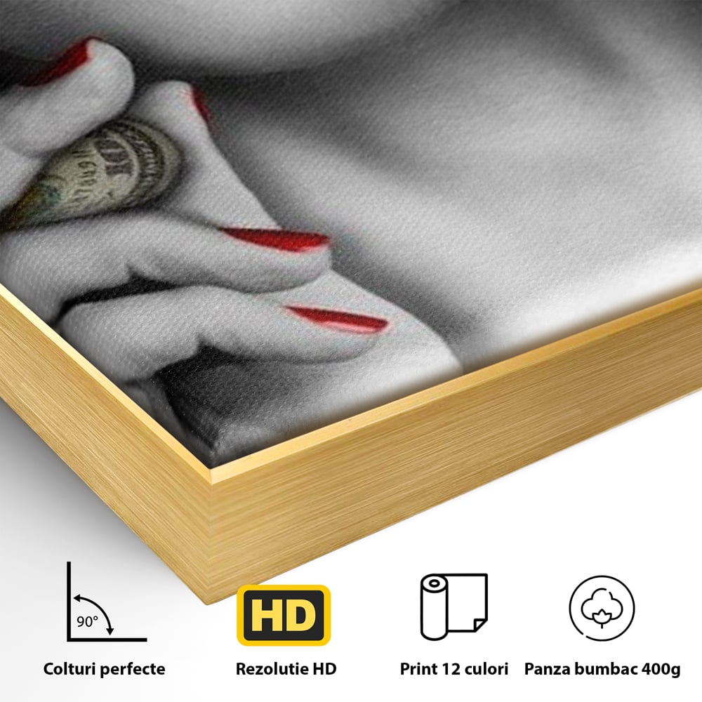 Tablou Canvas Premium LuxCanva® G1028, Bani, Fum si Dorinta ,  Bani, Extravagant, Fum, Buze, Tigara, Interzis, Seductie, Rosii, Living, Dormitor