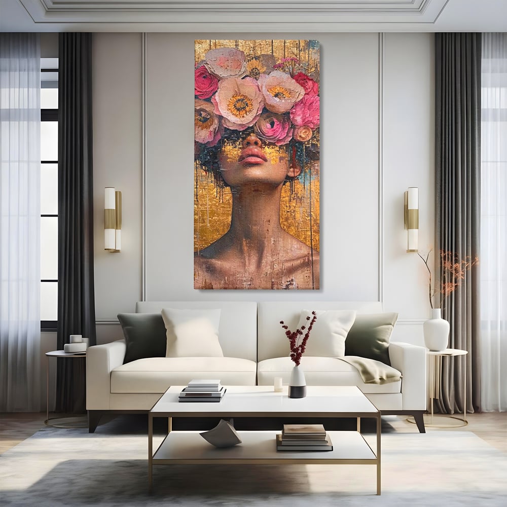 Tablou Canvas Premium LuxCanva® G1032, Poezie in Petale Pastel , Coroana, Natura, Simbioza, Romantism, Artistic, Armonie, Living, Dormitor