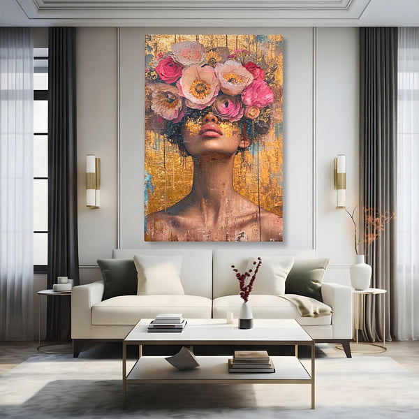 Tablou Canvas Premium LuxCanva® G1032, Poezie in Petale Pastel , Coroana, Natura, Simbioza, Romantism, Artistic, Armonie, Living, Dormitor