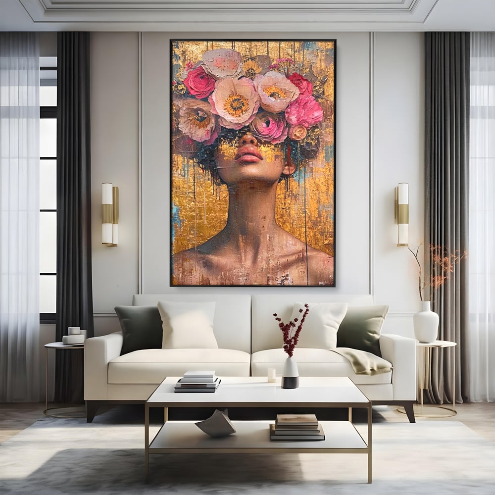Tablou Canvas Premium LuxCanva® G1032, Poezie in Petale Pastel , Coroana, Natura, Simbioza, Romantism, Artistic, Armonie, Living, Dormitor