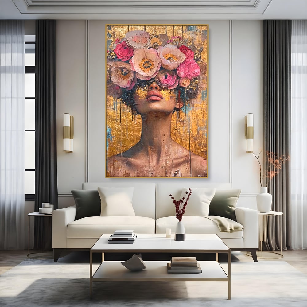Tablou Canvas Premium LuxCanva® G1032, Poezie in Petale Pastel , Coroana, Natura, Simbioza, Romantism, Artistic, Armonie, Living, Dormitor