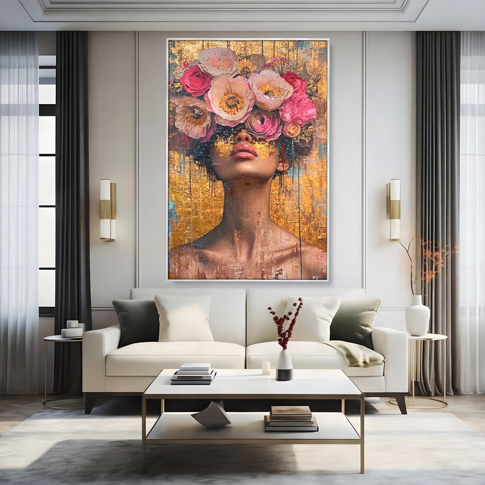 Tablou Canvas Premium LuxCanva® G1032, Poezie in Petale Pastel , Coroana, Natura, Simbioza, Romantism, Artistic, Armonie, Living, Dormitor