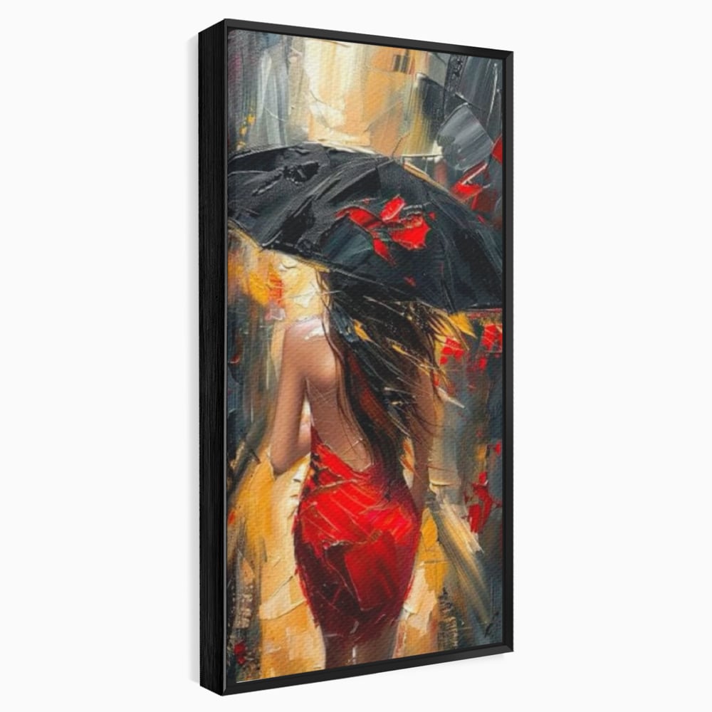 Tablou Canvas Premium LuxCanva® G1034, Pasi prin Furtuna ,  Ploaie, Oras, Feminitate, Pasiune, Modernitate, Par, Lung, Living, Dormitor, Culori vibrante