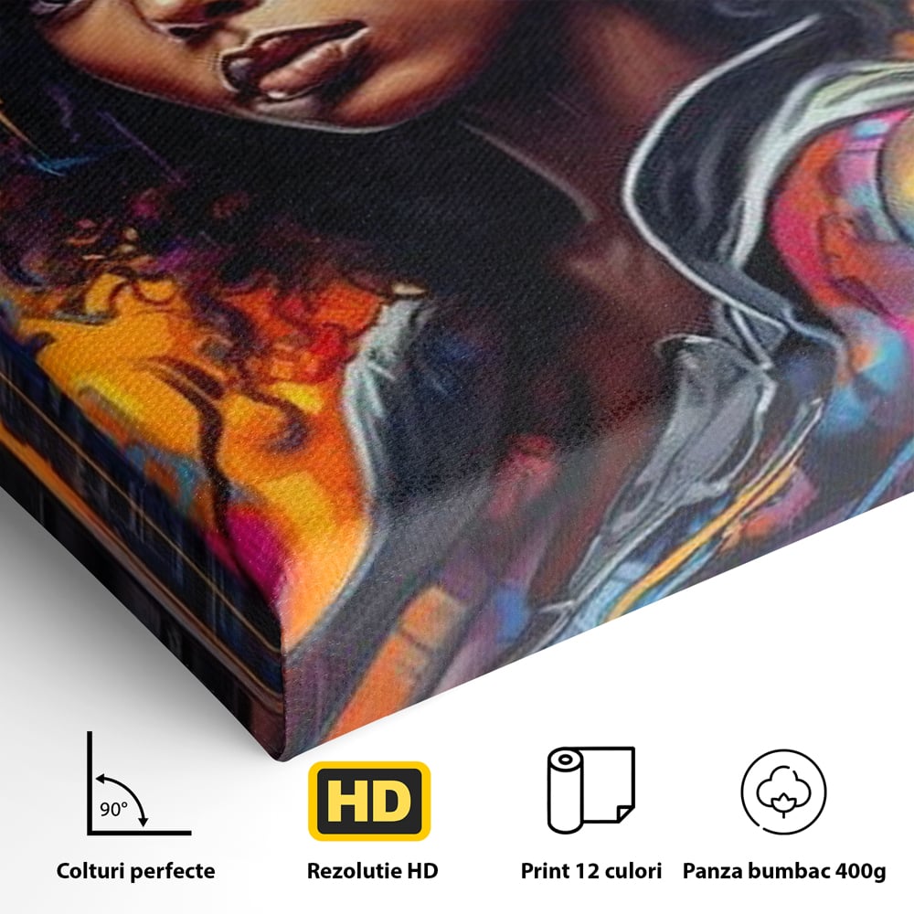 Leinwandbilder Leinwand Premium LuxCanva® G1035, Spirit Rebel , Urban, Afro, Elektrisch, Unabhängigkeit, Kontrast, Schönheit, Wohnen, Schlafzimmer, Lebendige Farben