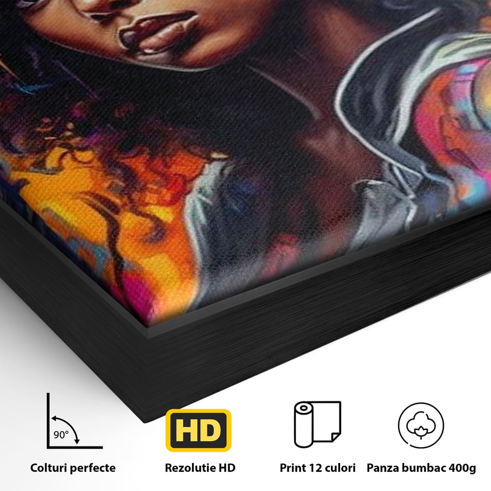 Leinwandbilder Leinwand Premium LuxCanva® G1035, Spirit Rebel , Urban, Afro, Elektrisch, Unabhängigkeit, Kontrast, Schönheit, Wohnen, Schlafzimmer, Lebendige Farben