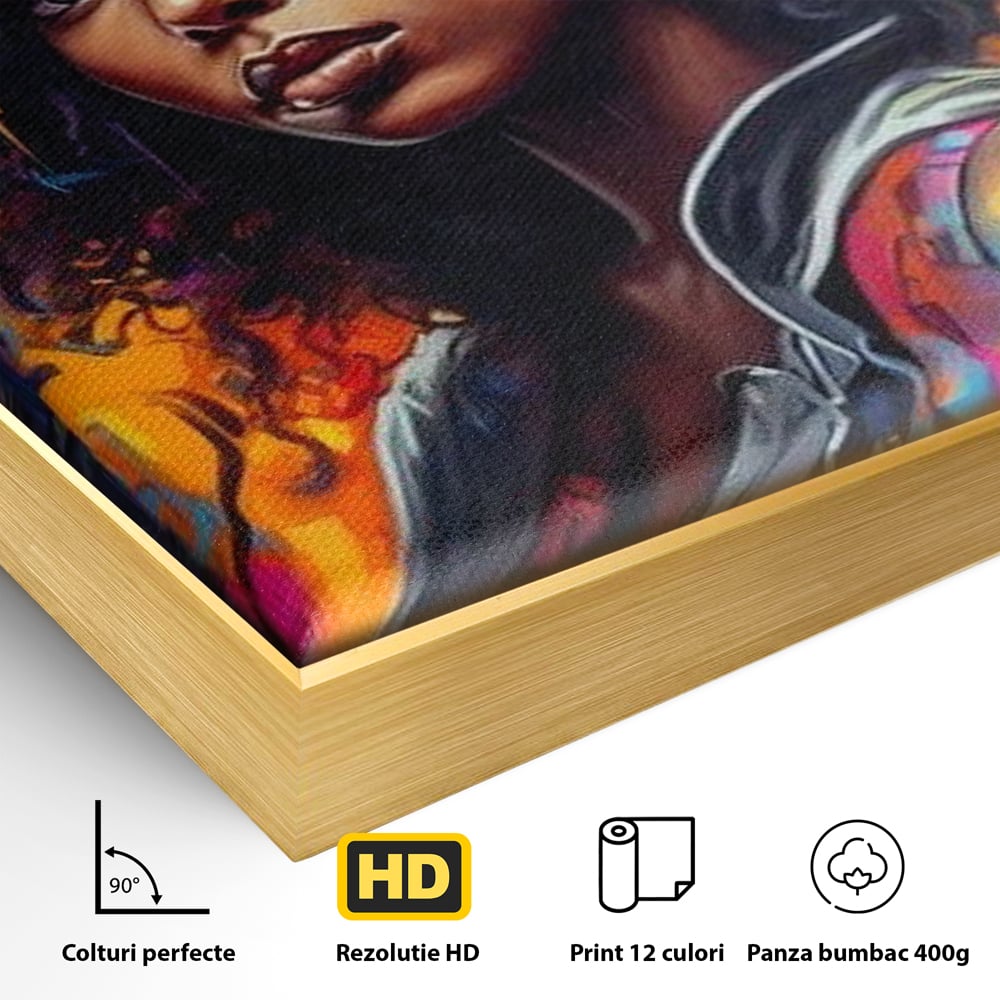 Leinwandbilder Leinwand Premium LuxCanva® G1035, Spirit Rebel , Urban, Afro, Elektrisch, Unabhängigkeit, Kontrast, Schönheit, Wohnen, Schlafzimmer, Lebendige Farben