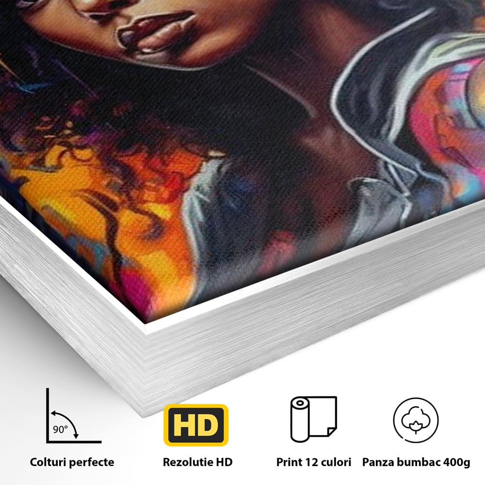 Leinwandbilder Leinwand Premium LuxCanva® G1035, Spirit Rebel , Urban, Afro, Elektrisch, Unabhängigkeit, Kontrast, Schönheit, Wohnen, Schlafzimmer, Lebendige Farben