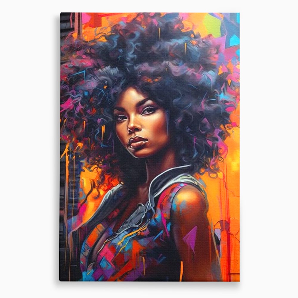 Leinwandbilder Leinwand Premium LuxCanva® G1035, Spirit Rebel , Urban, Afro, Elektrisch, Unabhängigkeit, Kontrast, Schönheit, Wohnen, Schlafzimmer, Lebendige Farben