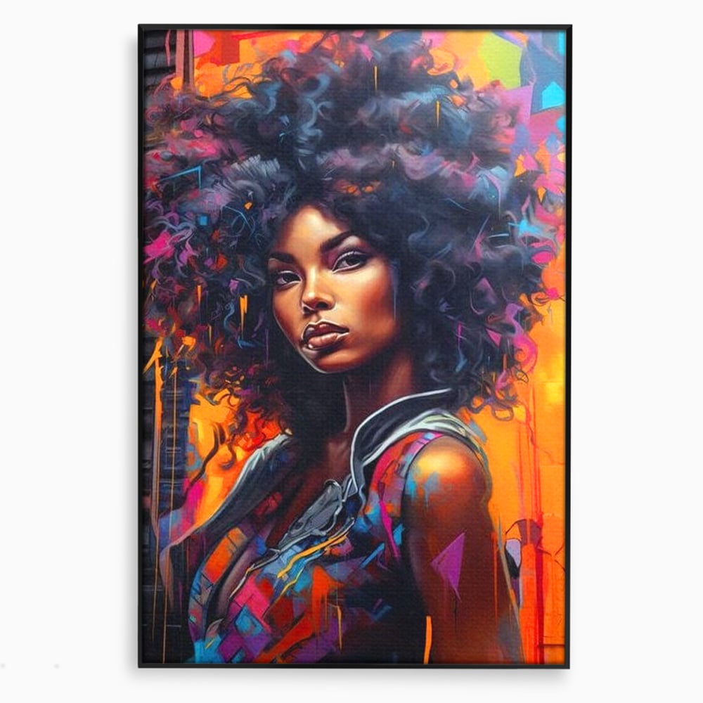 Leinwandbilder Leinwand Premium LuxCanva® G1035, Spirit Rebel , Urban, Afro, Elektrisch, Unabhängigkeit, Kontrast, Schönheit, Wohnen, Schlafzimmer, Lebendige Farben