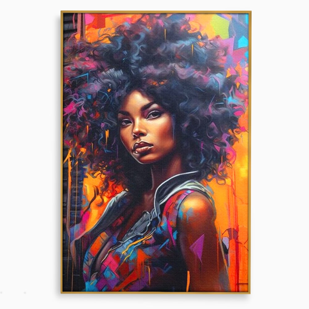 Leinwandbilder Leinwand Premium LuxCanva® G1035, Spirit Rebel , Urban, Afro, Elektrisch, Unabhängigkeit, Kontrast, Schönheit, Wohnen, Schlafzimmer, Lebendige Farben
