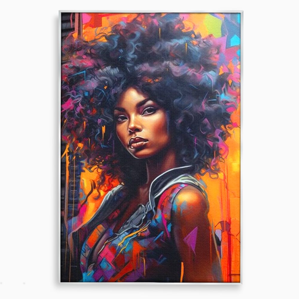 Leinwandbilder Leinwand Premium LuxCanva® G1035, Spirit Rebel , Urban, Afro, Elektrisch, Unabhängigkeit, Kontrast, Schönheit, Wohnen, Schlafzimmer, Lebendige Farben