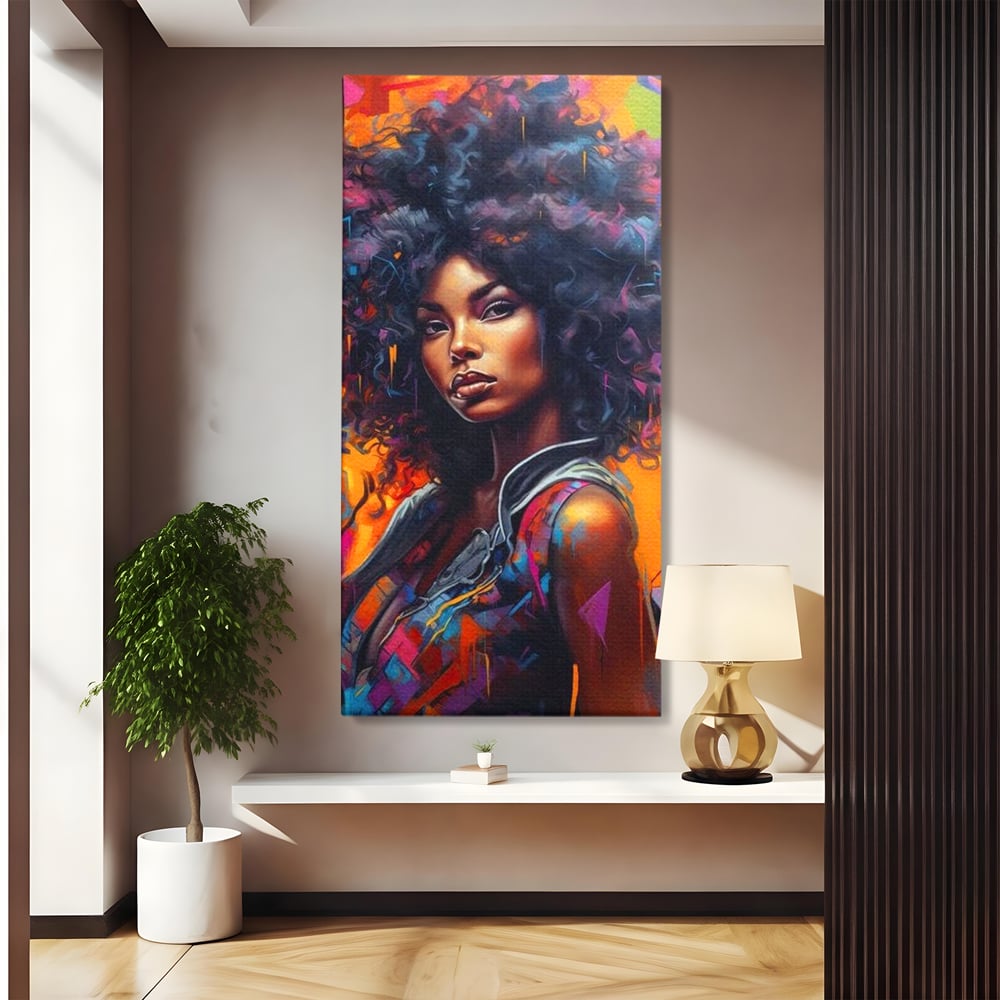 Leinwandbilder Leinwand Premium LuxCanva® G1035, Spirit Rebel , Urban, Afro, Elektrisch, Unabhängigkeit, Kontrast, Schönheit, Wohnen, Schlafzimmer, Lebendige Farben