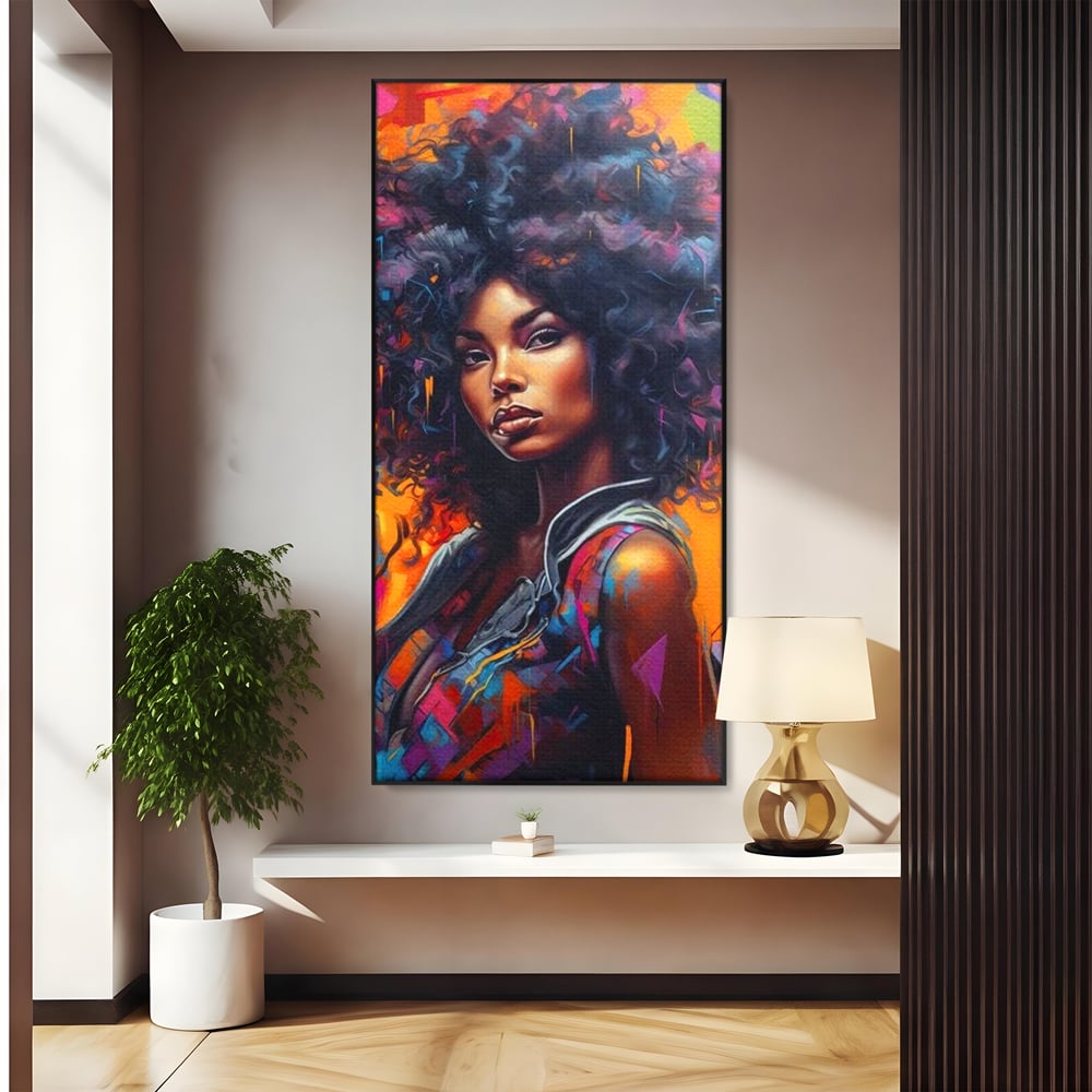 Leinwandbilder Leinwand Premium LuxCanva® G1035, Spirit Rebel , Urban, Afro, Elektrisch, Unabhängigkeit, Kontrast, Schönheit, Wohnen, Schlafzimmer, Lebendige Farben