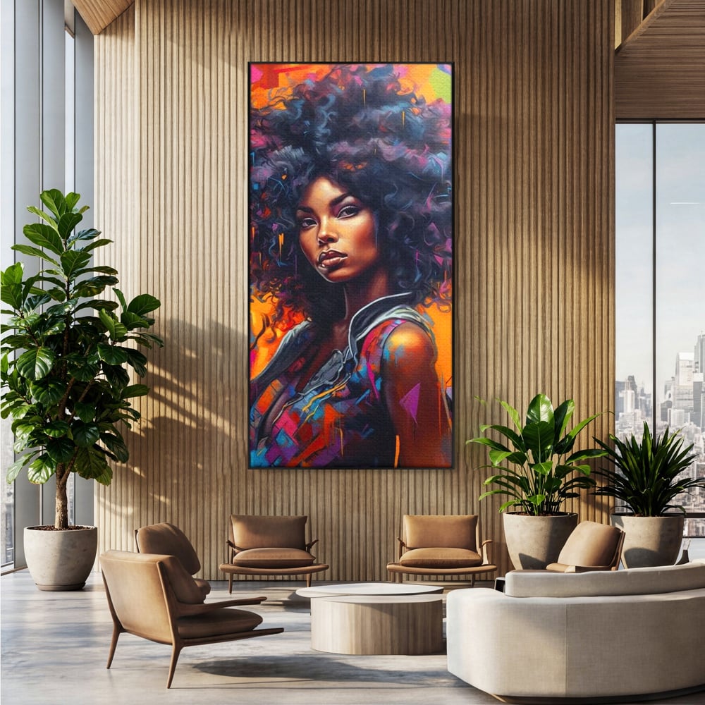 Leinwandbilder Leinwand Premium LuxCanva® G1035, Spirit Rebel , Urban, Afro, Elektrisch, Unabhängigkeit, Kontrast, Schönheit, Wohnen, Schlafzimmer, Lebendige Farben