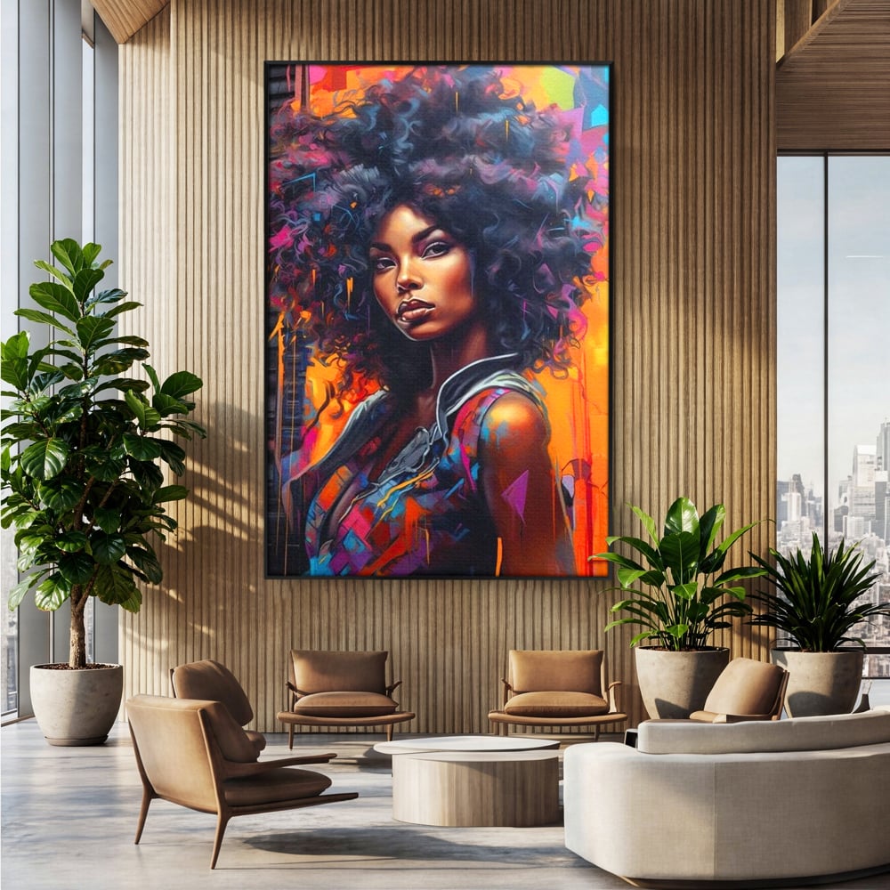 Leinwandbilder Leinwand Premium LuxCanva® G1035, Spirit Rebel , Urban, Afro, Elektrisch, Unabhängigkeit, Kontrast, Schönheit, Wohnen, Schlafzimmer, Lebendige Farben