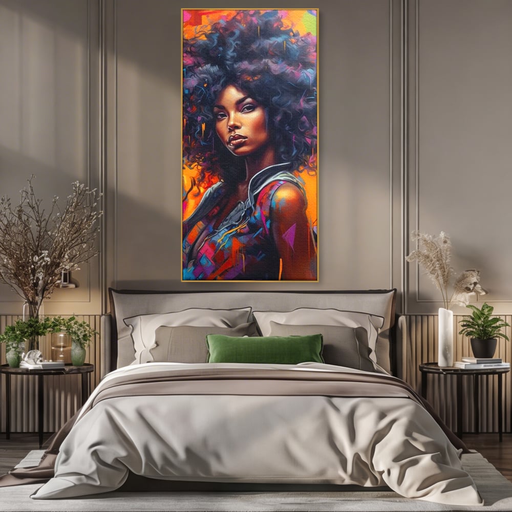 Leinwandbilder Leinwand Premium LuxCanva® G1035, Spirit Rebel , Urban, Afro, Elektrisch, Unabhängigkeit, Kontrast, Schönheit, Wohnen, Schlafzimmer, Lebendige Farben