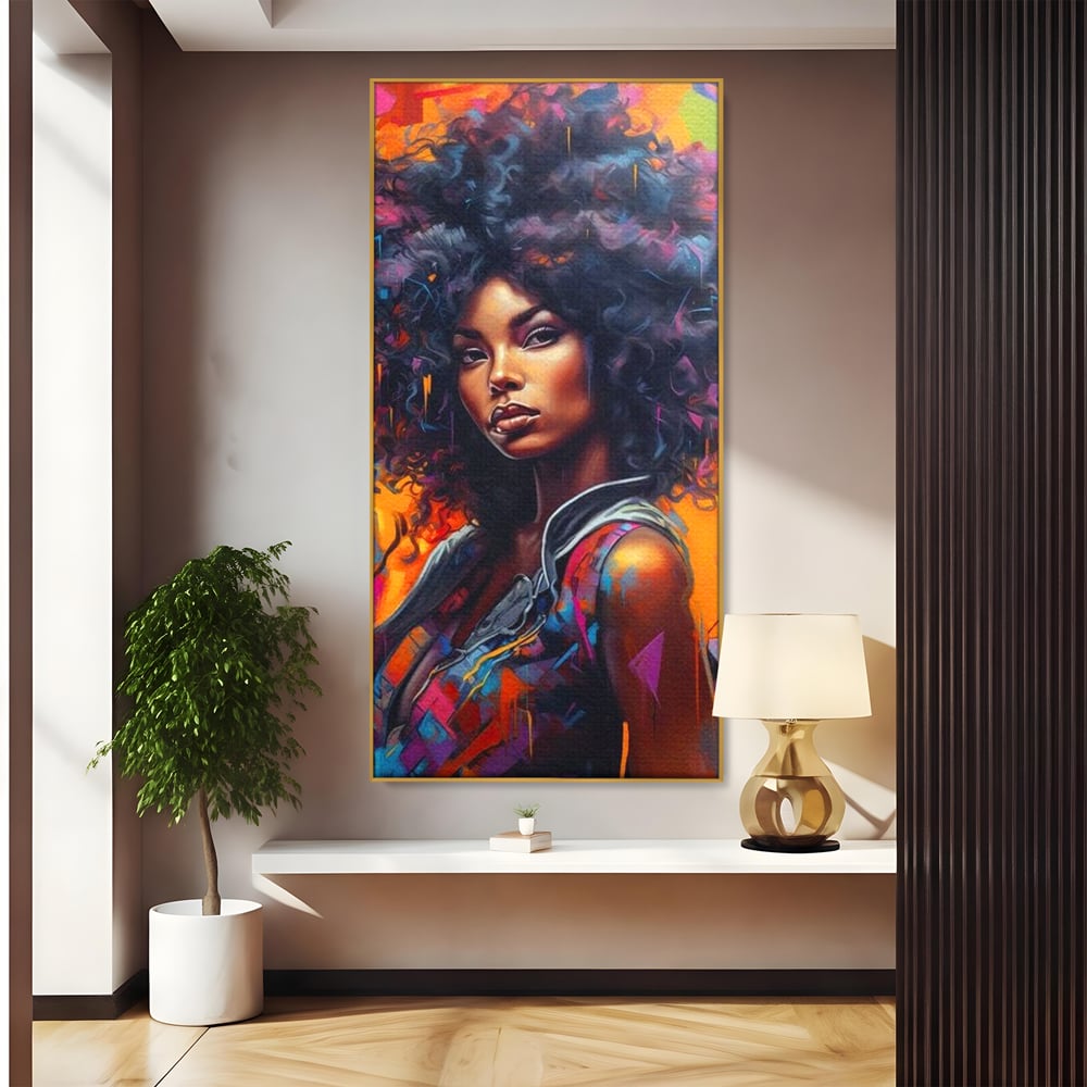 Leinwandbilder Leinwand Premium LuxCanva® G1035, Spirit Rebel , Urban, Afro, Elektrisch, Unabhängigkeit, Kontrast, Schönheit, Wohnen, Schlafzimmer, Lebendige Farben