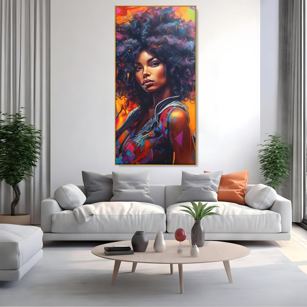 Leinwandbilder Leinwand Premium LuxCanva® G1035, Spirit Rebel , Urban, Afro, Elektrisch, Unabhängigkeit, Kontrast, Schönheit, Wohnen, Schlafzimmer, Lebendige Farben
