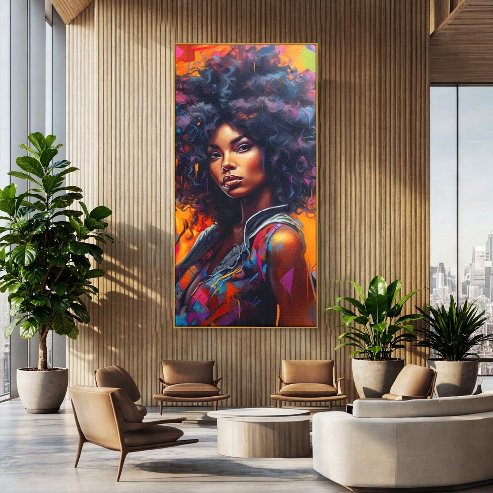 Leinwandbilder Leinwand Premium LuxCanva® G1035, Spirit Rebel , Urban, Afro, Elektrisch, Unabhängigkeit, Kontrast, Schönheit, Wohnen, Schlafzimmer, Lebendige Farben