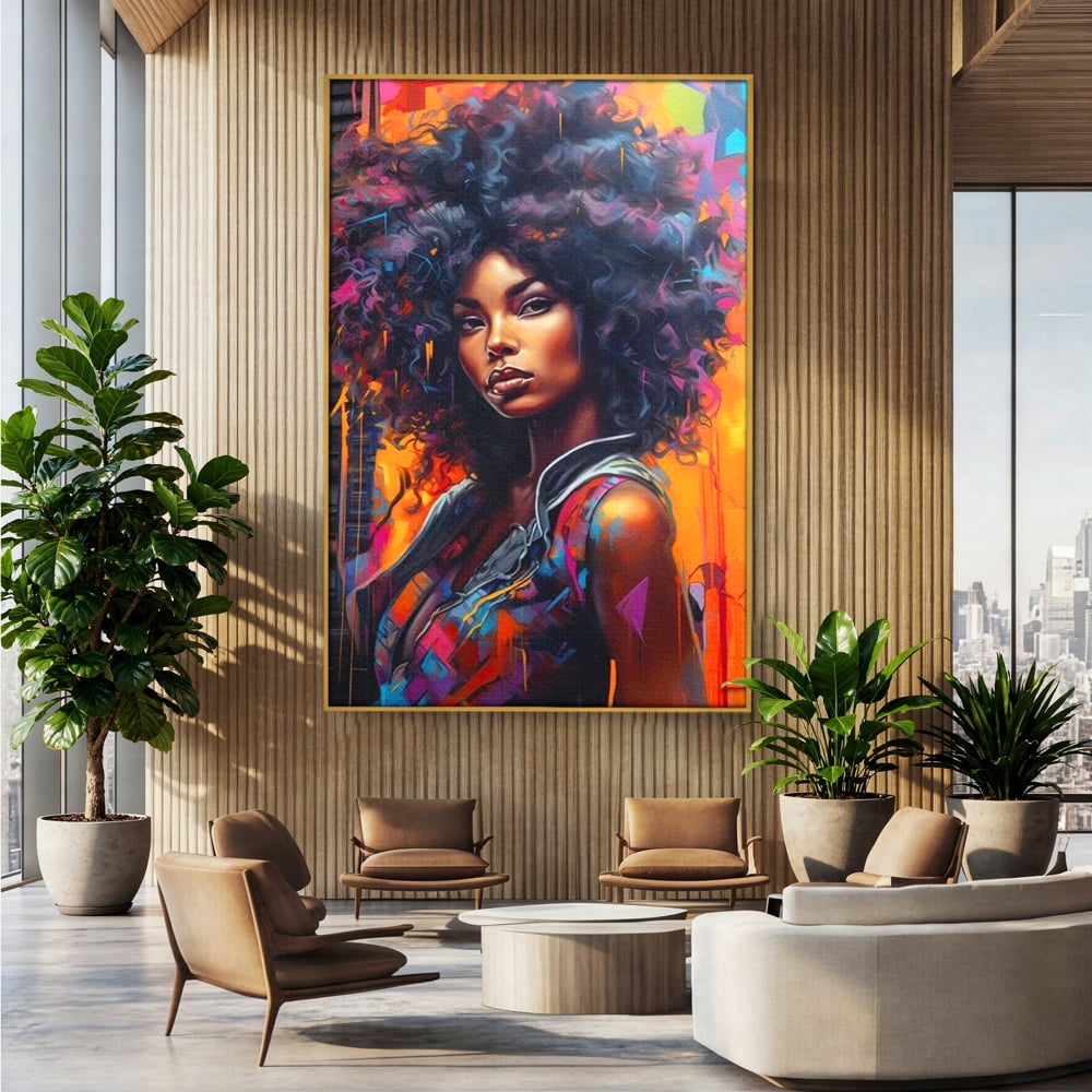 Leinwandbilder Leinwand Premium LuxCanva® G1035, Spirit Rebel , Urban, Afro, Elektrisch, Unabhängigkeit, Kontrast, Schönheit, Wohnen, Schlafzimmer, Lebendige Farben