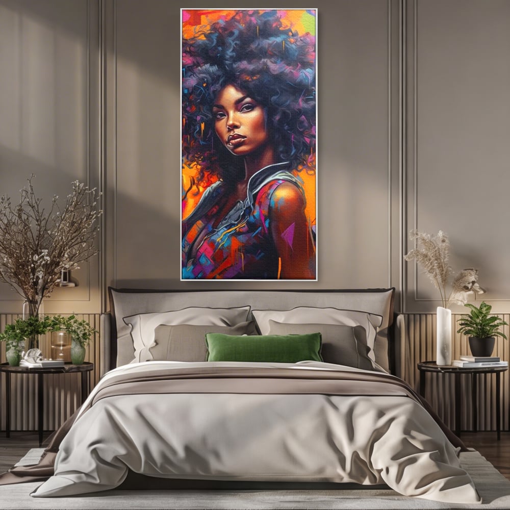 Leinwandbilder Leinwand Premium LuxCanva® G1035, Spirit Rebel , Urban, Afro, Elektrisch, Unabhängigkeit, Kontrast, Schönheit, Wohnen, Schlafzimmer, Lebendige Farben