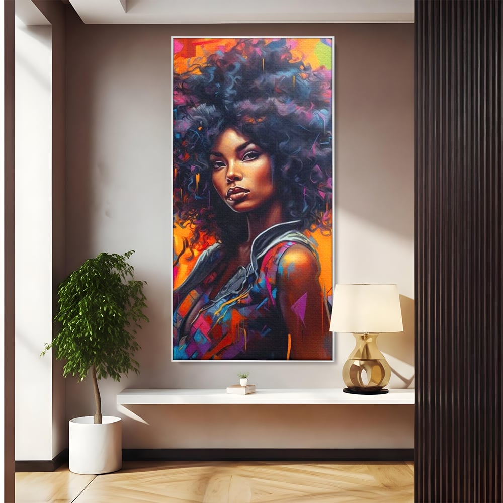 Leinwandbilder Leinwand Premium LuxCanva® G1035, Spirit Rebel , Urban, Afro, Elektrisch, Unabhängigkeit, Kontrast, Schönheit, Wohnen, Schlafzimmer, Lebendige Farben