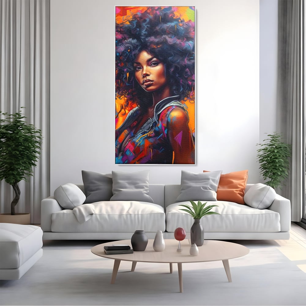 Leinwandbilder Leinwand Premium LuxCanva® G1035, Spirit Rebel , Urban, Afro, Elektrisch, Unabhängigkeit, Kontrast, Schönheit, Wohnen, Schlafzimmer, Lebendige Farben