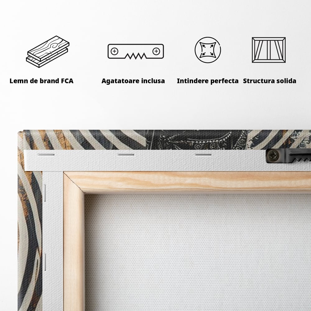 Tablou Canvas Premium LuxCanva® G1036, Regina Timpului , Ancestral, Spirala, Africa, Tribal, Geometrie, Turban, Living, Dormitor, Culori vibrante