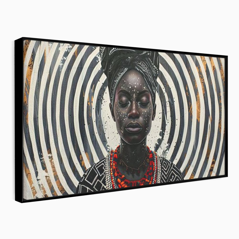 Tablou Canvas Premium LuxCanva® G1036, Regina Timpului , Ancestral, Spirala, Africa, Tribal, Geometrie, Turban, Living, Dormitor, Culori vibrante