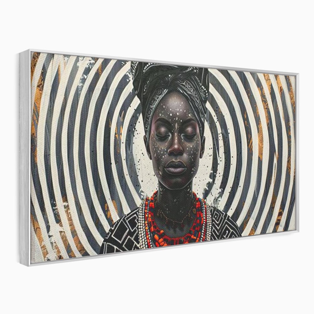 Tablou Canvas Premium LuxCanva® G1036, Regina Timpului , Ancestral, Spirala, Africa, Tribal, Geometrie, Turban, Living, Dormitor, Culori vibrante