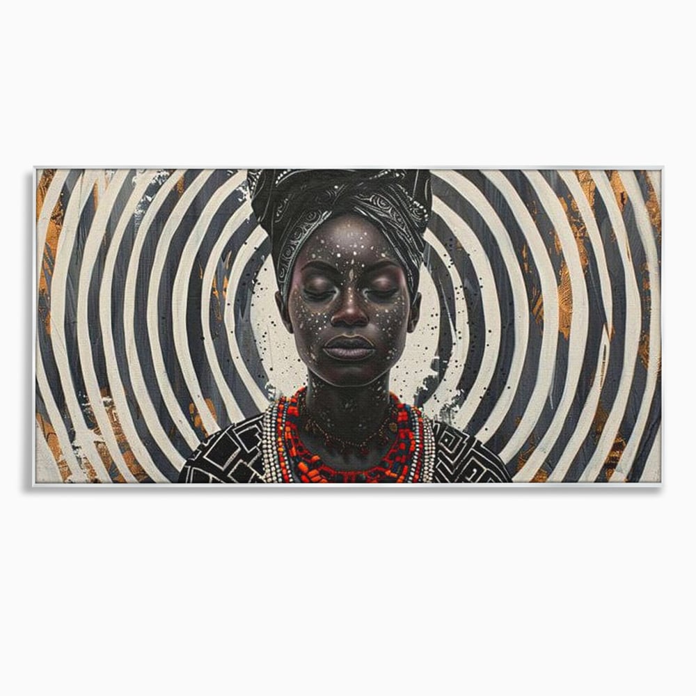 Tablou Canvas Premium LuxCanva® G1036, Regina Timpului , Ancestral, Spirala, Africa, Tribal, Geometrie, Turban, Living, Dormitor, Culori vibrante