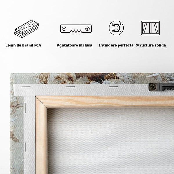 Leinwand Leinwand Wandkunst Premium LuxCanva® G1037, Essenz Angelika, Anmut, Geist, Gelassenheit, Schönheit, Göttlich, Weiß, Gold, Essenz, Wohnen, Schlafzimmer