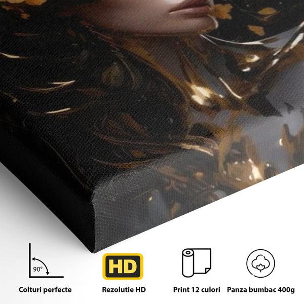 Tablou Canvas Premium LuxCanva® G1038, Zeita Toamnei , Splendoare, Flori, Aur, Metamorfoza, Regalitate, Solar, Divin, Gold, Living, Dormitor