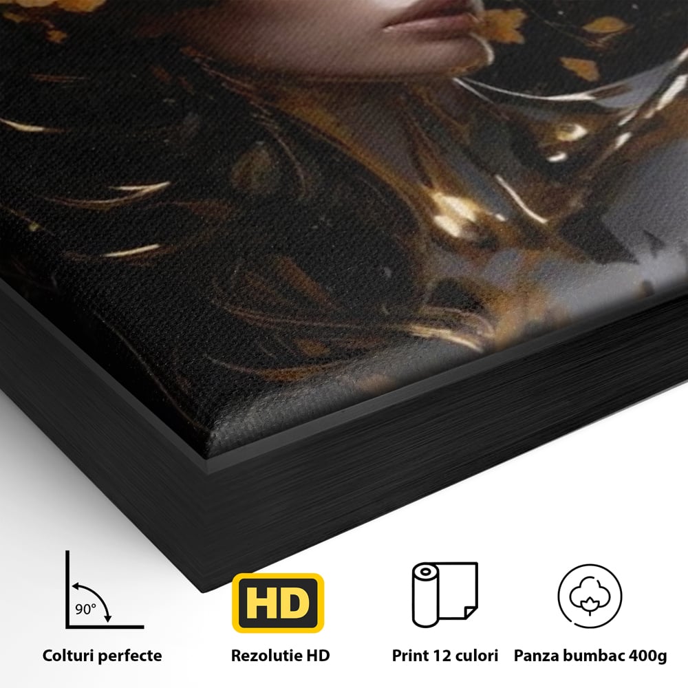 Tablou Canvas Premium LuxCanva® G1038, Zeita Toamnei , Splendoare, Flori, Aur, Metamorfoza, Regalitate, Solar, Divin, Gold, Living, Dormitor