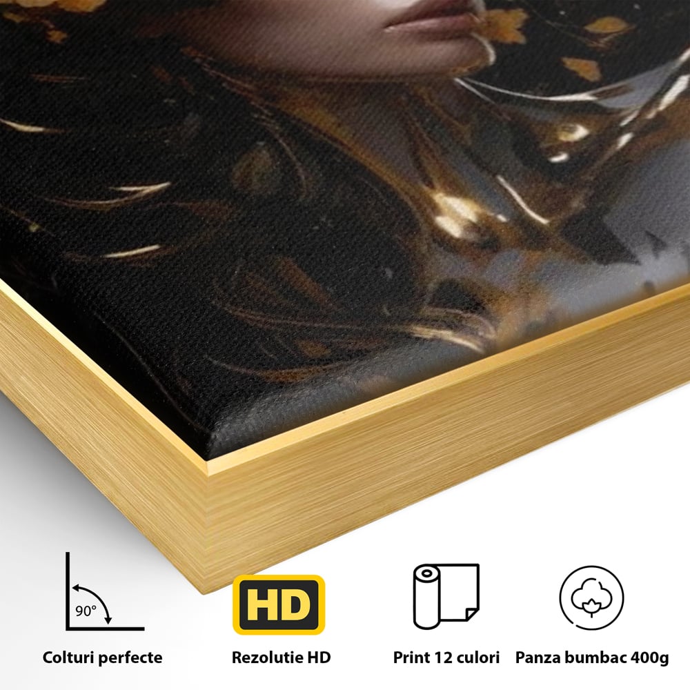 Tablou Canvas Premium LuxCanva® G1038, Zeita Toamnei , Splendoare, Flori, Aur, Metamorfoza, Regalitate, Solar, Divin, Gold, Living, Dormitor
