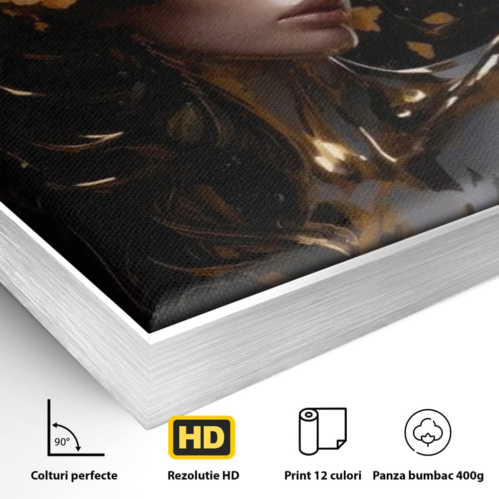 Tablou Canvas Premium LuxCanva® G1038, Zeita Toamnei , Splendoare, Flori, Aur, Metamorfoza, Regalitate, Solar, Divin, Gold, Living, Dormitor