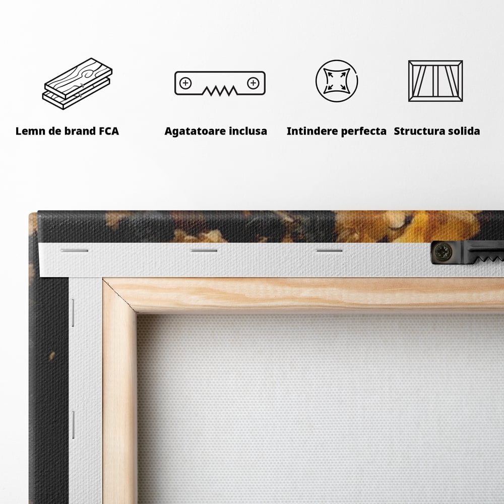 Tablou Canvas Premium LuxCanva® G1038, Zeita Toamnei , Splendoare, Flori, Aur, Metamorfoza, Regalitate, Solar, Divin, Gold, Living, Dormitor