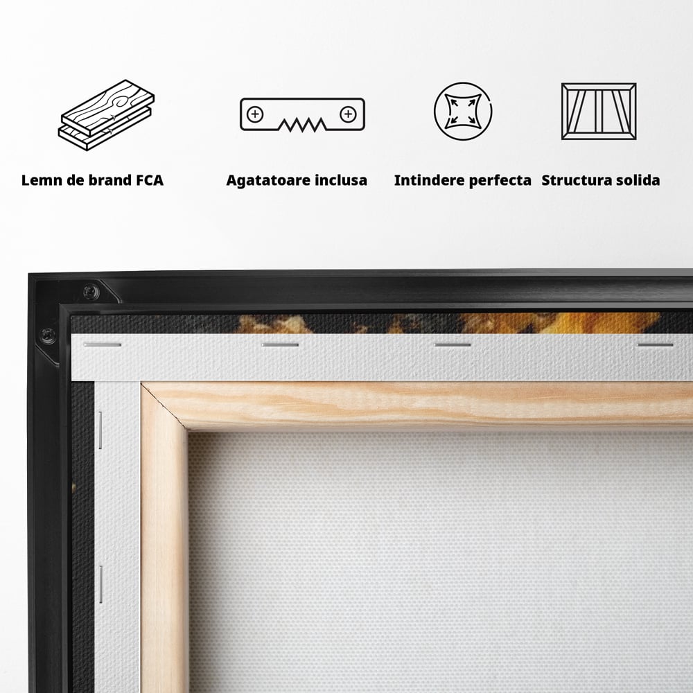 Tablou Canvas Premium LuxCanva® G1038, Zeita Toamnei , Splendoare, Flori, Aur, Metamorfoza, Regalitate, Solar, Divin, Gold, Living, Dormitor