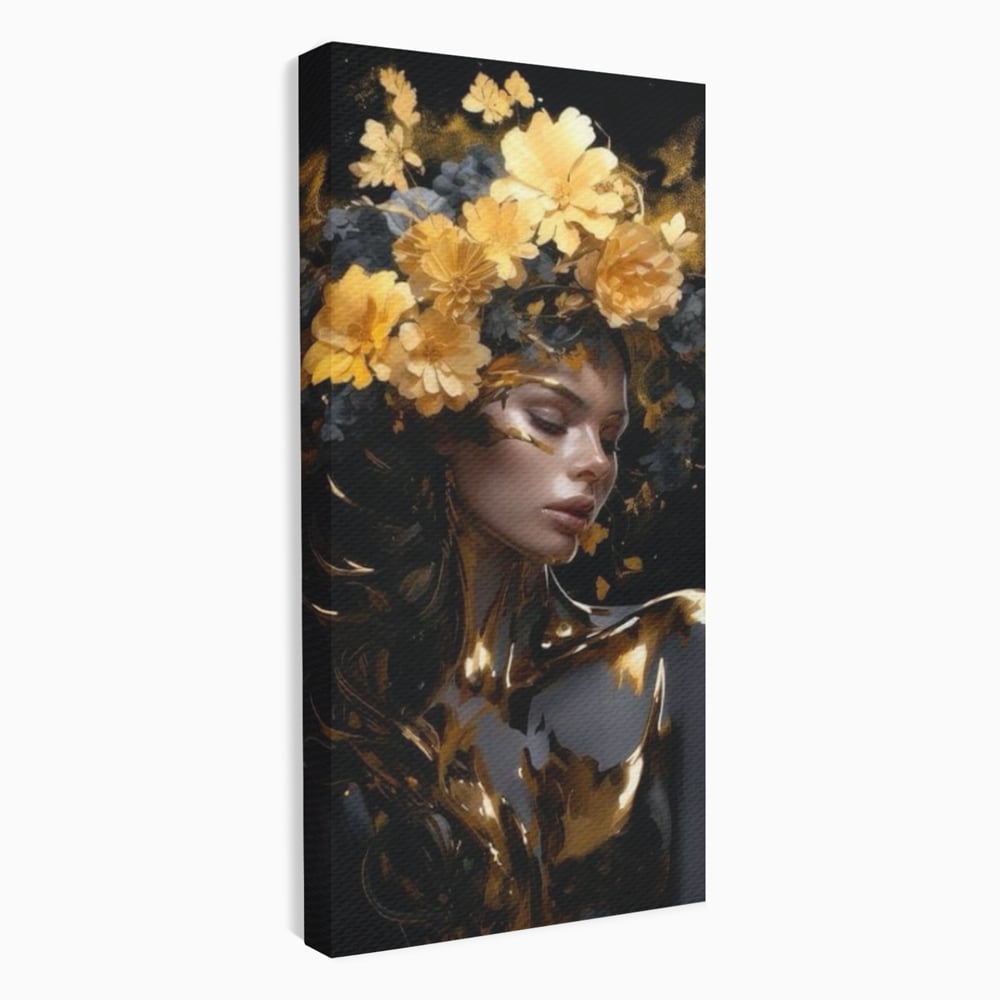 Tablou Canvas Premium LuxCanva® G1038, Zeita Toamnei , Splendoare, Flori, Aur, Metamorfoza, Regalitate, Solar, Divin, Gold, Living, Dormitor