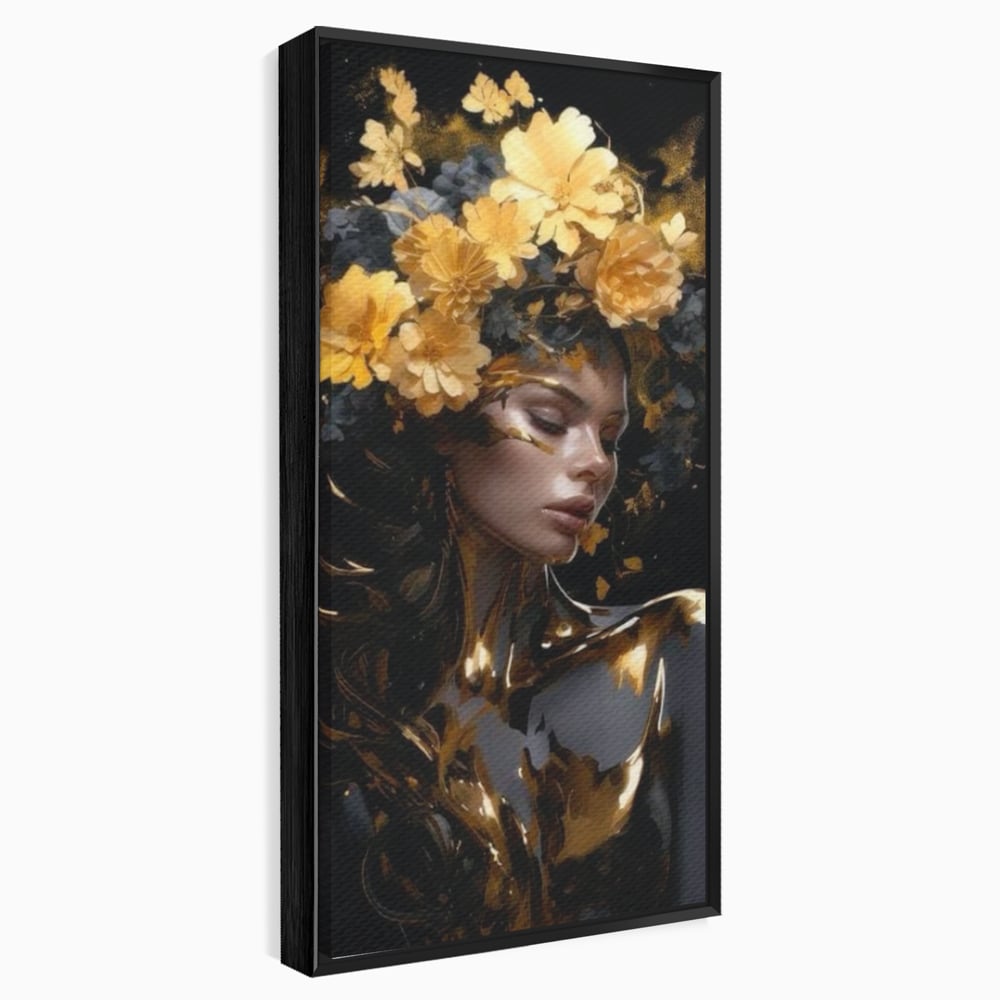 Tablou Canvas Premium LuxCanva® G1038, Zeita Toamnei , Splendoare, Flori, Aur, Metamorfoza, Regalitate, Solar, Divin, Gold, Living, Dormitor