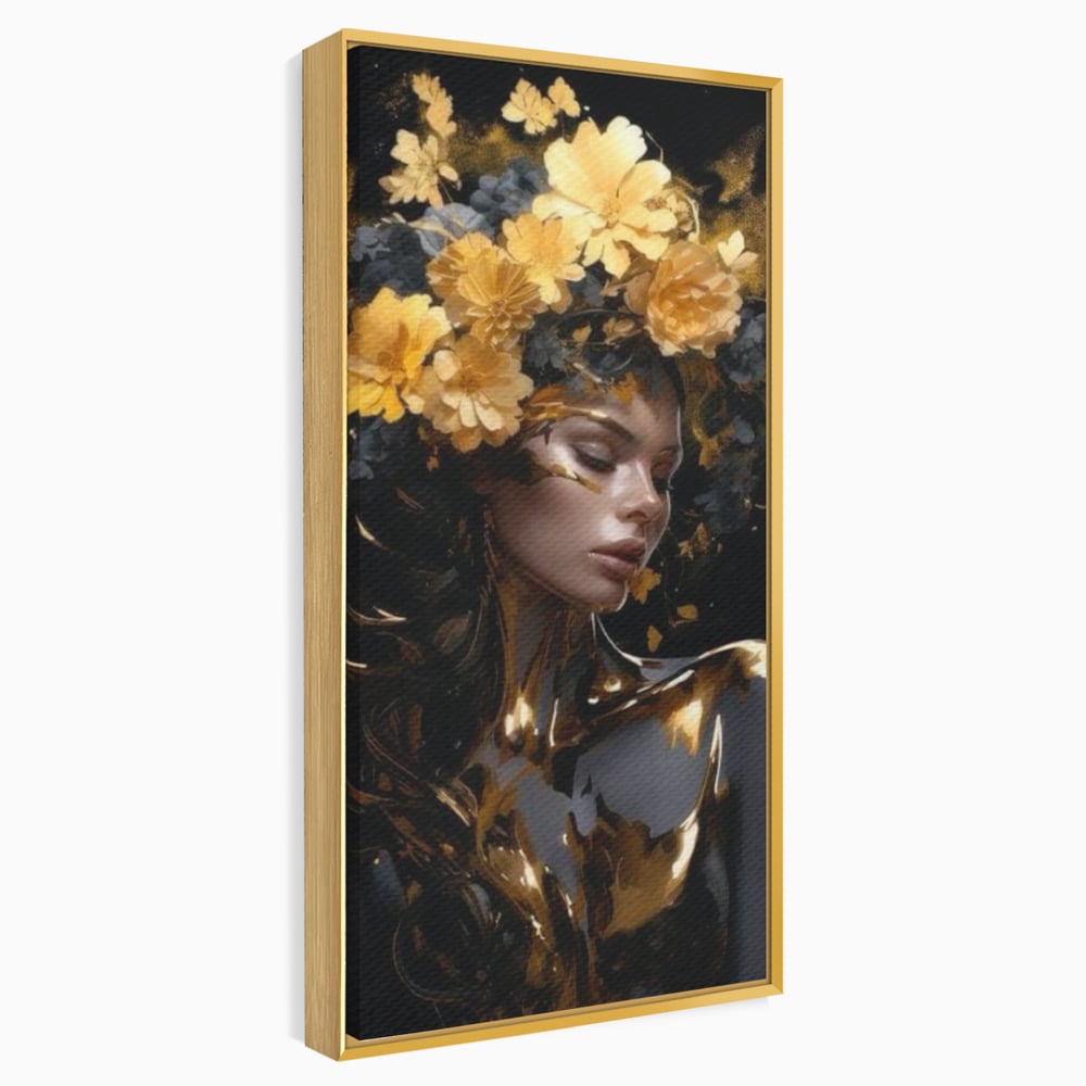 Tablou Canvas Premium LuxCanva® G1038, Zeita Toamnei , Splendoare, Flori, Aur, Metamorfoza, Regalitate, Solar, Divin, Gold, Living, Dormitor