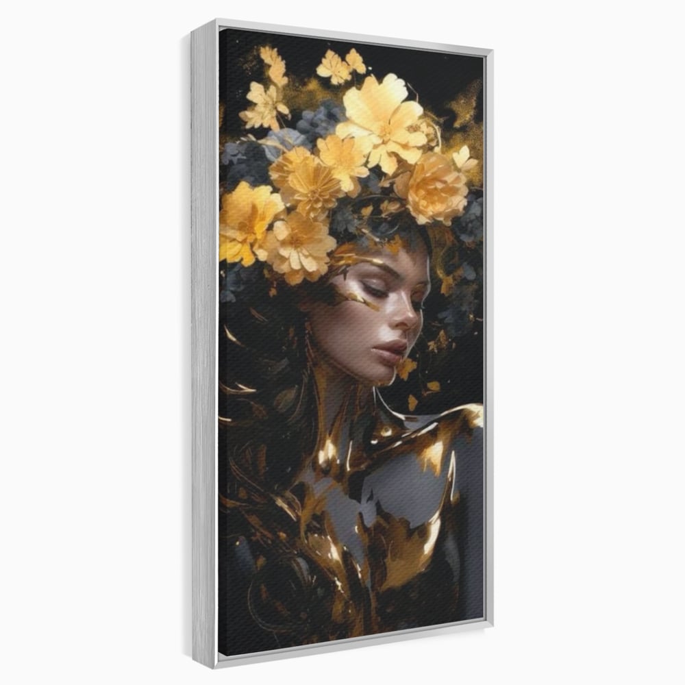 Tablou Canvas Premium LuxCanva® G1038, Zeita Toamnei , Splendoare, Flori, Aur, Metamorfoza, Regalitate, Solar, Divin, Gold, Living, Dormitor
