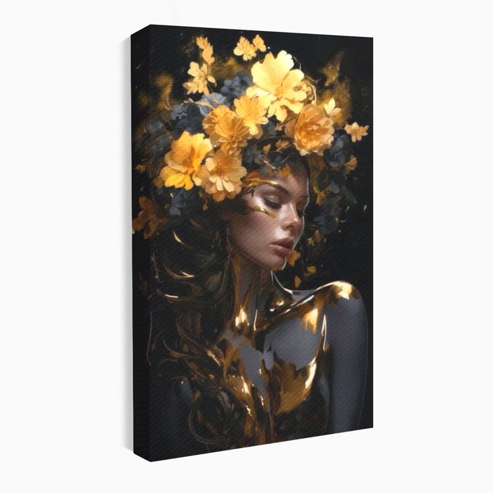Tablou Canvas Premium LuxCanva® G1038, Zeita Toamnei , Splendoare, Flori, Aur, Metamorfoza, Regalitate, Solar, Divin, Gold, Living, Dormitor