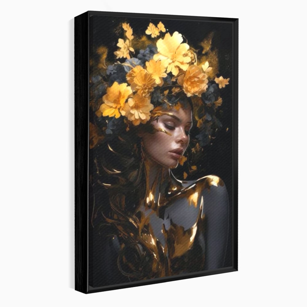 Tablou Canvas Premium LuxCanva® G1038, Zeita Toamnei , Splendoare, Flori, Aur, Metamorfoza, Regalitate, Solar, Divin, Gold, Living, Dormitor