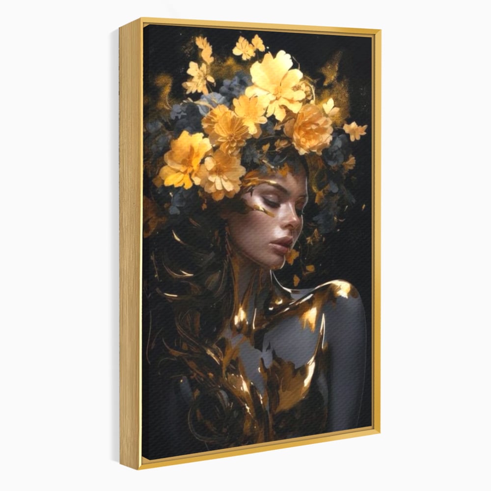 Tablou Canvas Premium LuxCanva® G1038, Zeita Toamnei , Splendoare, Flori, Aur, Metamorfoza, Regalitate, Solar, Divin, Gold, Living, Dormitor