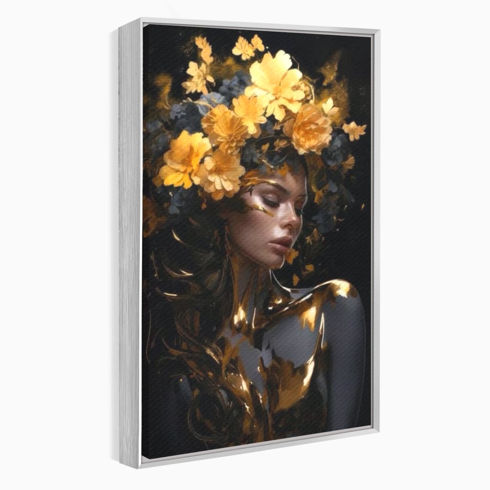 Tablou Canvas Premium LuxCanva® G1038, Zeita Toamnei , Splendoare, Flori, Aur, Metamorfoza, Regalitate, Solar, Divin, Gold, Living, Dormitor
