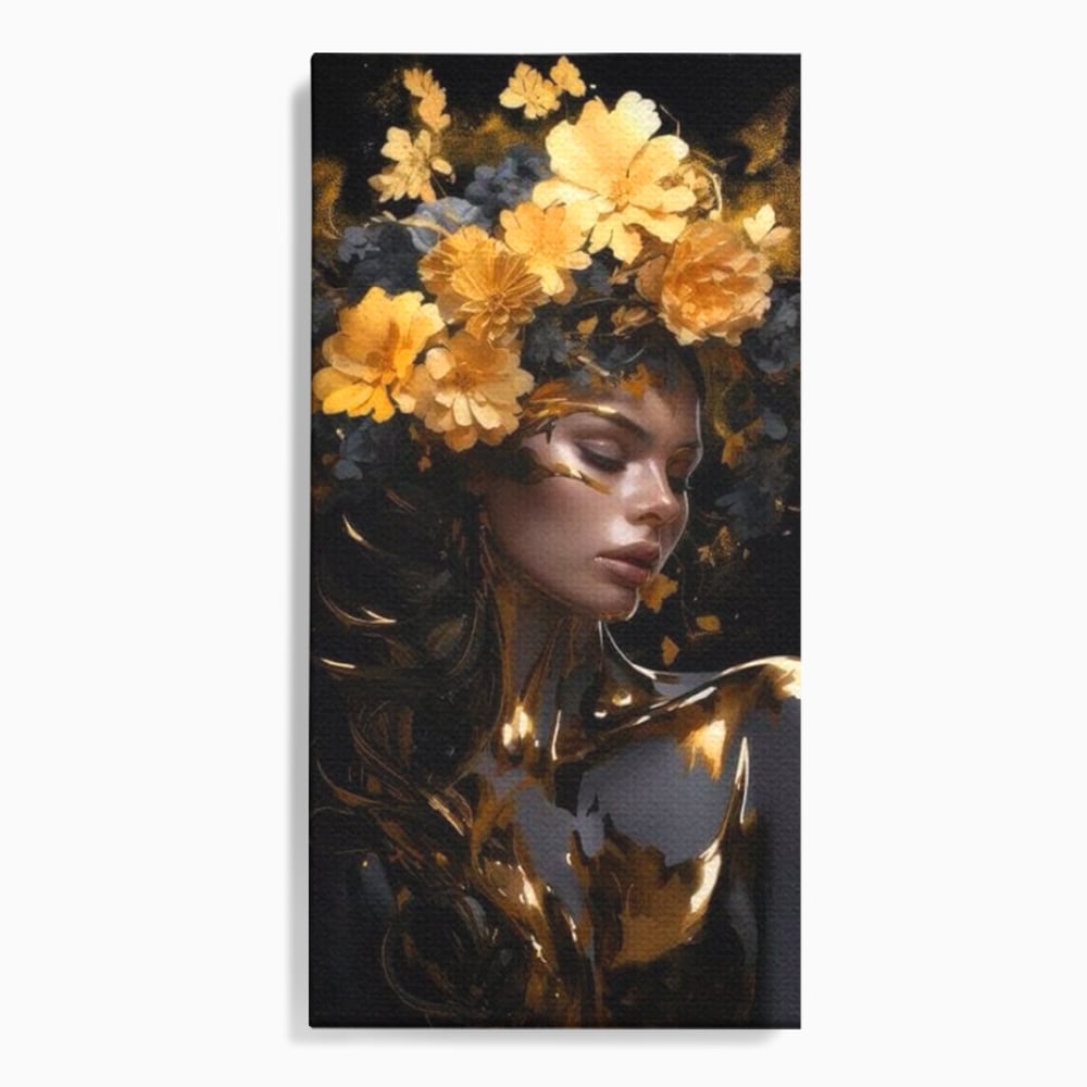 Tablou Canvas Premium LuxCanva® G1038, Zeita Toamnei , Splendoare, Flori, Aur, Metamorfoza, Regalitate, Solar, Divin, Gold, Living, Dormitor